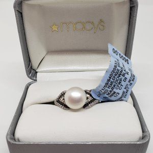 Cultured Pearl Ring/Necklace/Earring SET CFWP SS 1/3 CT